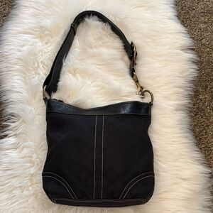 EST. 1941 Coach Black Shoulder Bag with Leather Trim